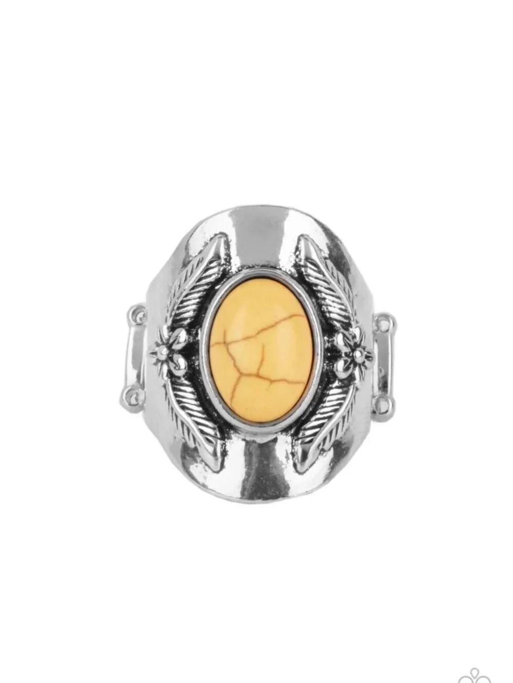 Paparazzi Jewelry Accessories - Santa Fe Sanctuary - Yellow Ring - Vintage